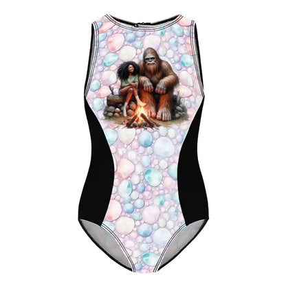 Bigfoot, Sasquatch, Girl, Girls One Piece Swimsuits Customized Services