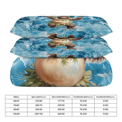 Sasquatch Hula On the Beach 3-Piece Bedding Set-90"x90"/ 229x229cm (Dual-sided Printing)