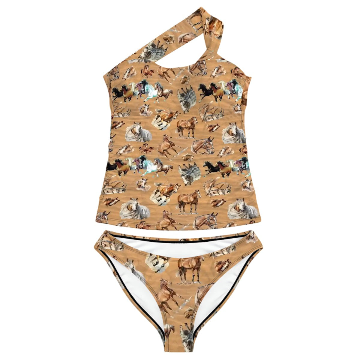 10 Animal Designs, Women One-Shoulder Tankini, Two Piece