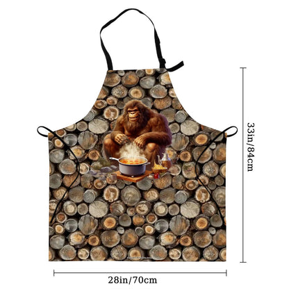 Bigfoot Sasquatch Fire Cooking, Waterproof Apron with Pockets