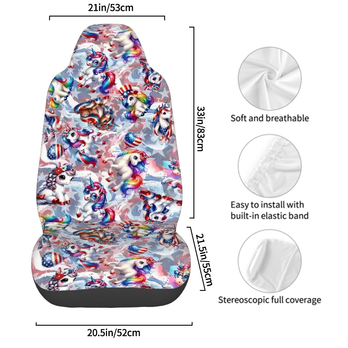 8 Patriot Designs, Set of 2 Front Auto Seat Cover