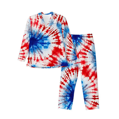 Long Sleeved Pajamas for Men Set - Tie Dye Designs, hippie dippy, tie dye pajamas, hippie pajamas for men