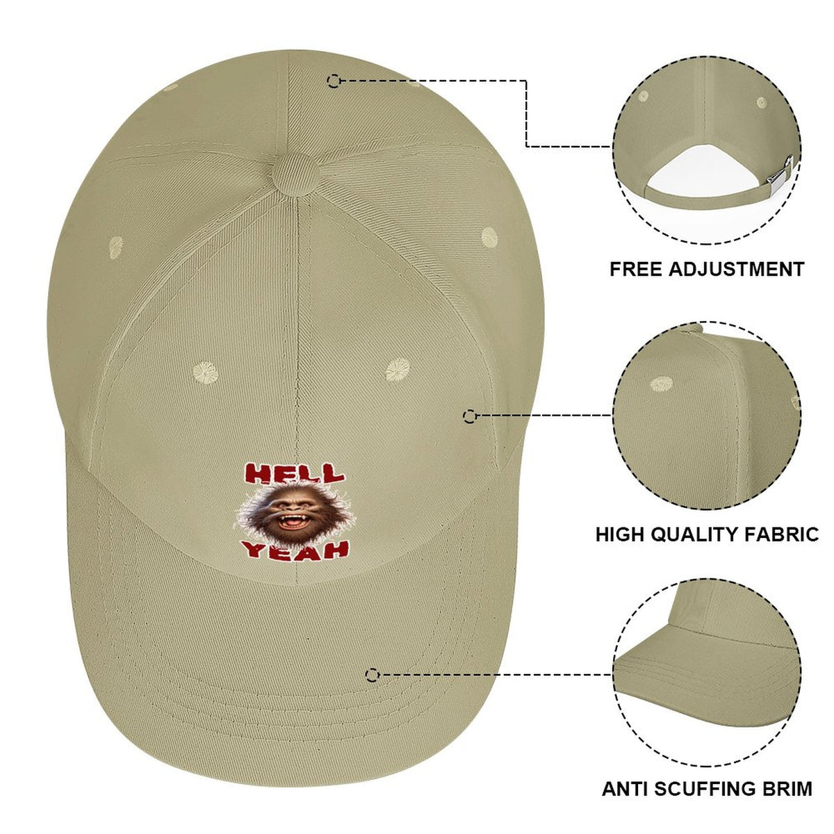 Bigfoot, Sasquatch “Hell yeah", Baseball Cap – 8 Colors