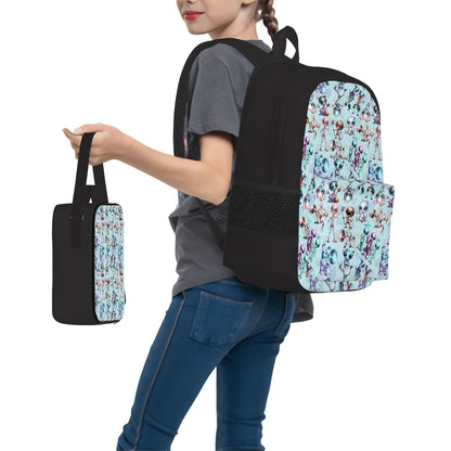 6 Alien Designs, 3 Piece Bag Set – Oxford Backpack, Lunch Bag, Pencil Pouch