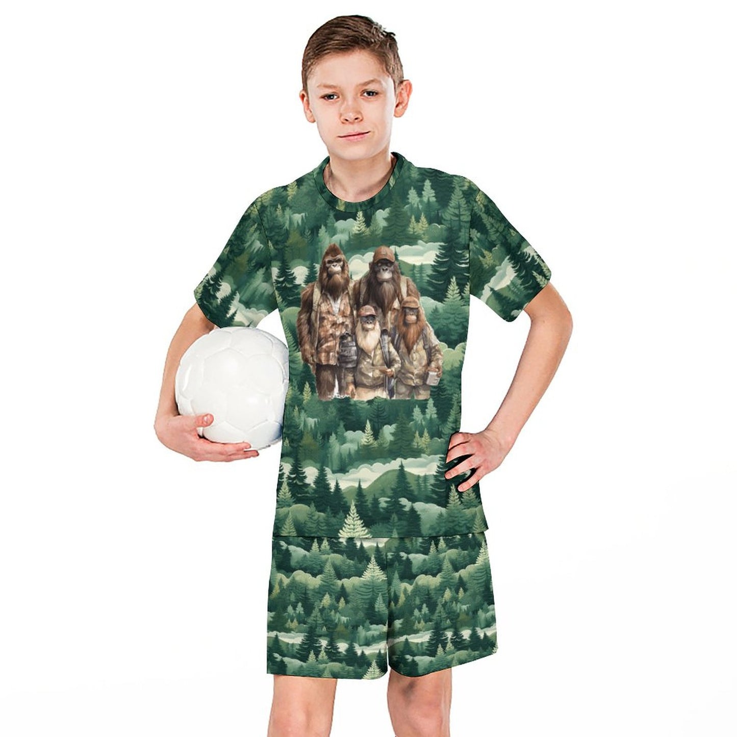 Bigfoot, Sasquatch, Family, Children's T-shirt & Shorts Set