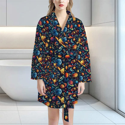 12 BEAUTIFUL Outer Space Designs, Women’s Bath Robe 33.5” Long