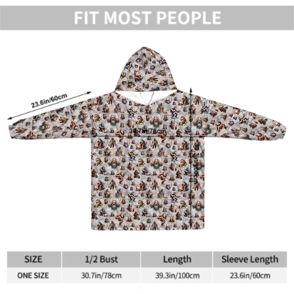 Adult Blanket Hoodie - Bigfoot, Sasquatch hoodie, hoodie