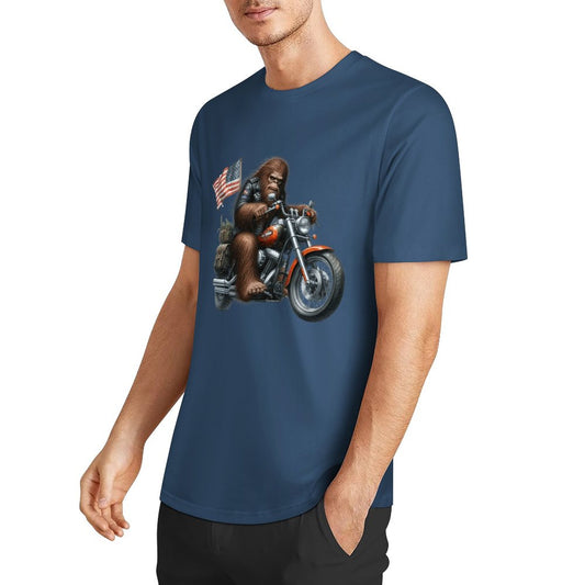 Bigfoot - Sasquatch on Motorcycle Short Sleeve Cotton T-Shirt