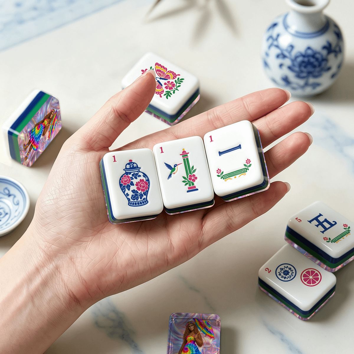 Sasquatch Rainbow Dress Chinoiserie Chic American Mahjong Tiles