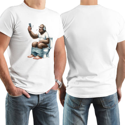 Sasquatch, Bigfoot on Toilet -Short Sleeve Cotton T-shirt Men