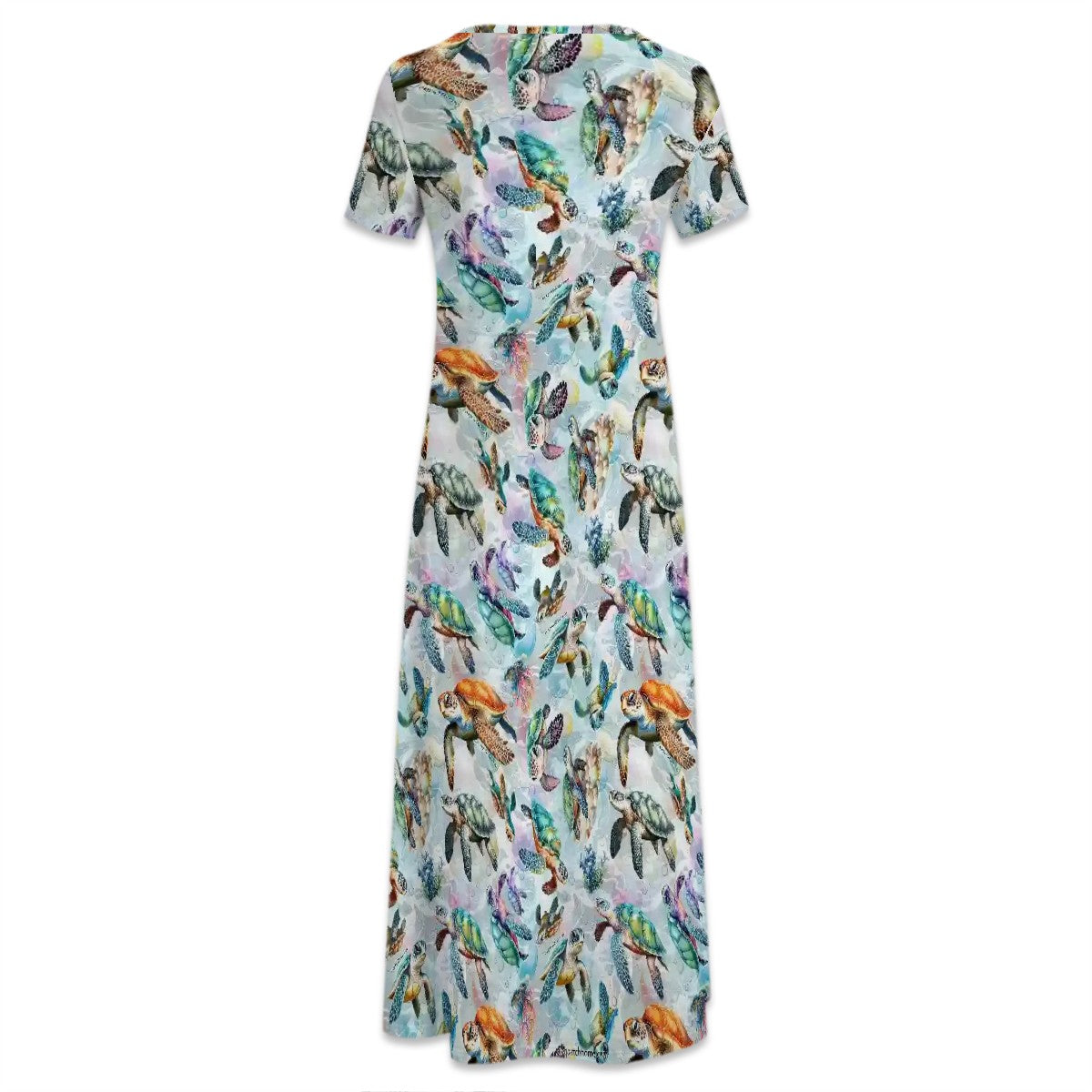10 Animal Designs Crew Neck Short Sleeve Maxi Dress