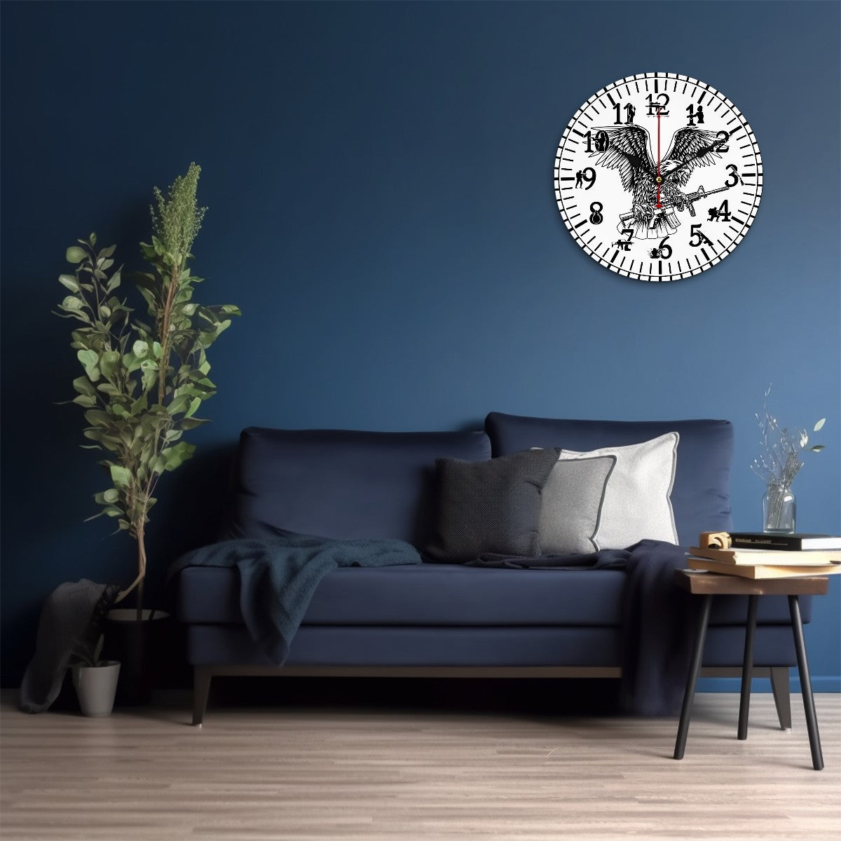Bald Eagle, Round Wooden Wall Clock
