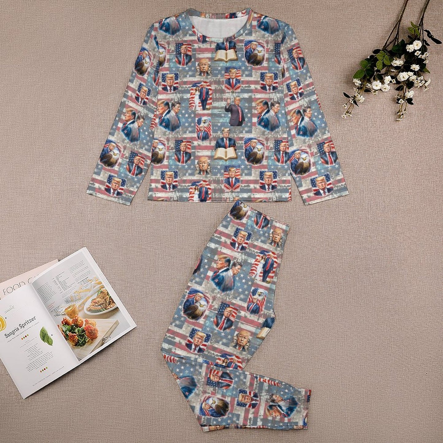 10 Trump Designs, Youth Flannel Footless Zip up Pajama Jumpsuit