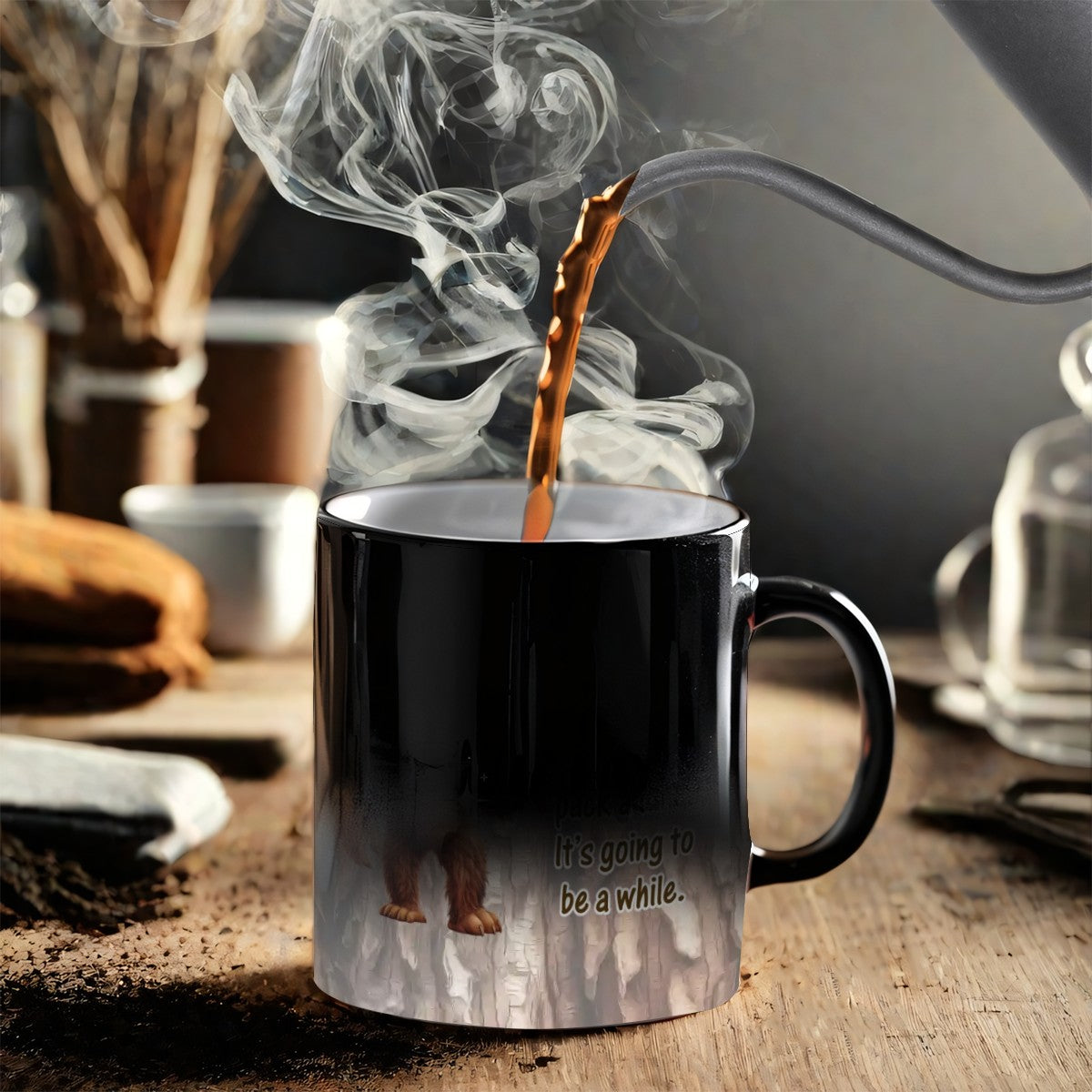 Sarcastic Sasquatch, "If your waiting " Color Changing 11oz Mug, Color Changing 11oz Mug, Coffee Cup