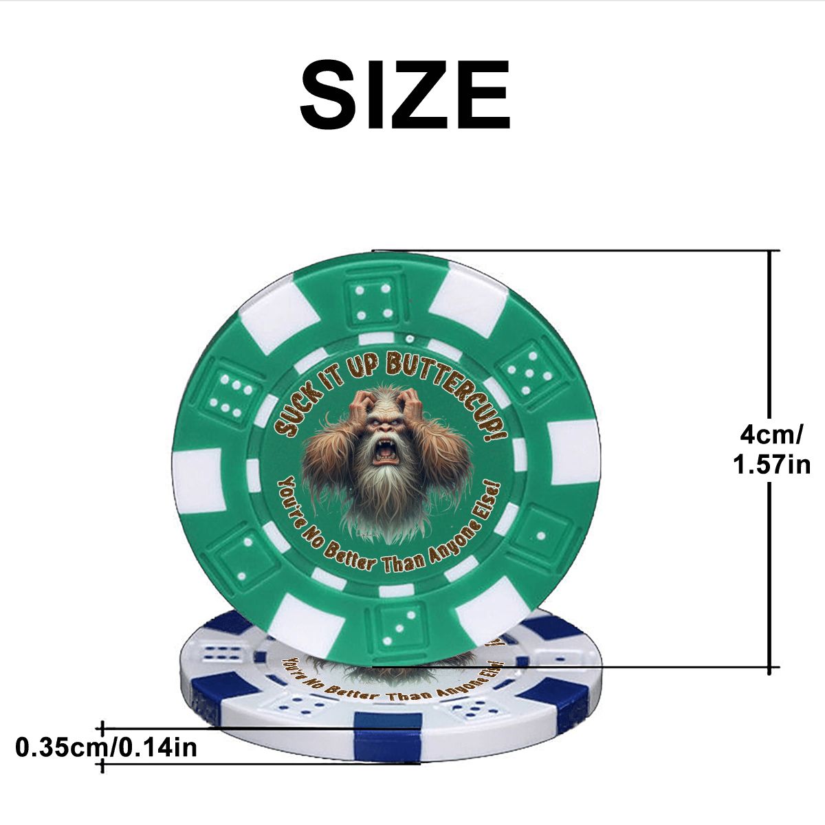 Sasquatch "Suck it up buttercup" 10 Piece Poker Chips Set