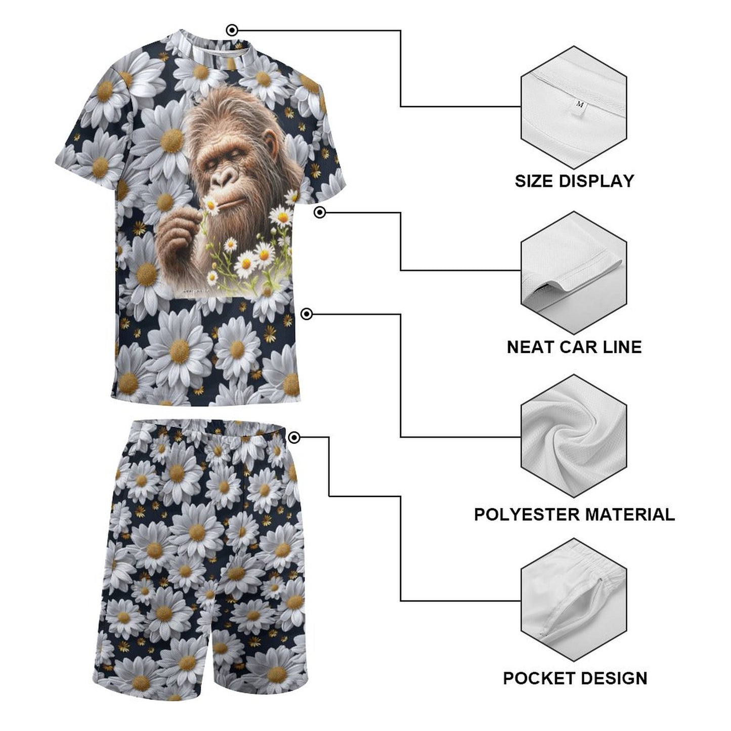 Patriot, Sasquatch, Daisies, Children's T-shirt & Shorts Set