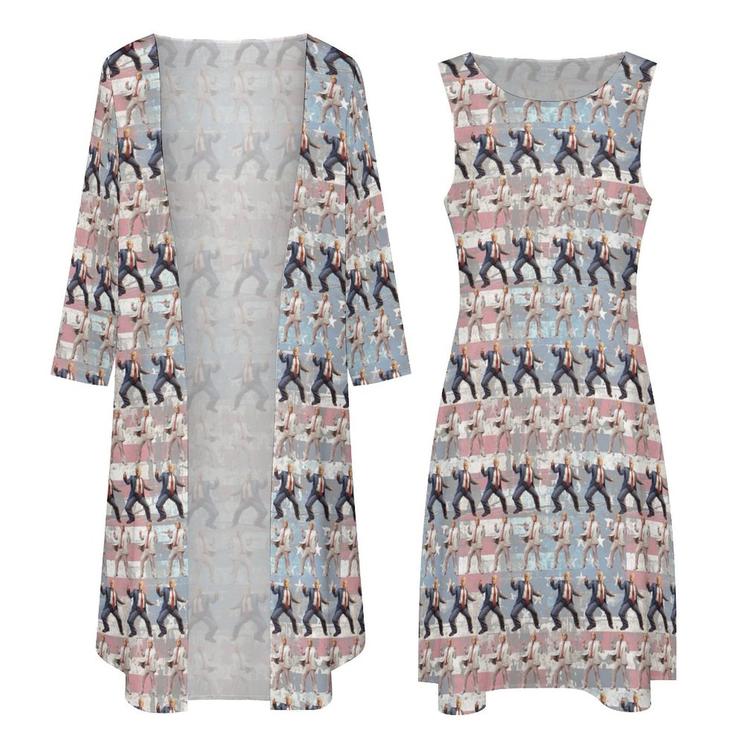 10 Donald Trump Designs, Women’s Long Dress with Cardigan