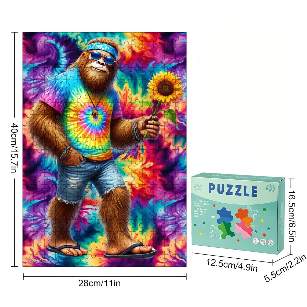 Hippie Sasquatch 300pcs Wooden Vertical Jigsaw Puzzle