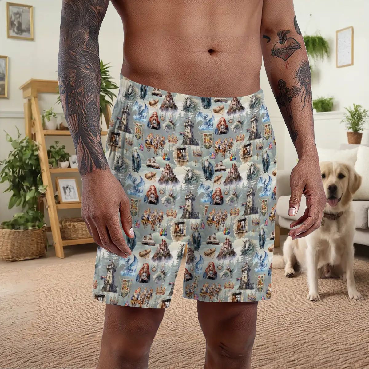 10 Cool Misc Designs, Men’s Polyester, pocketed, pajama Shorts