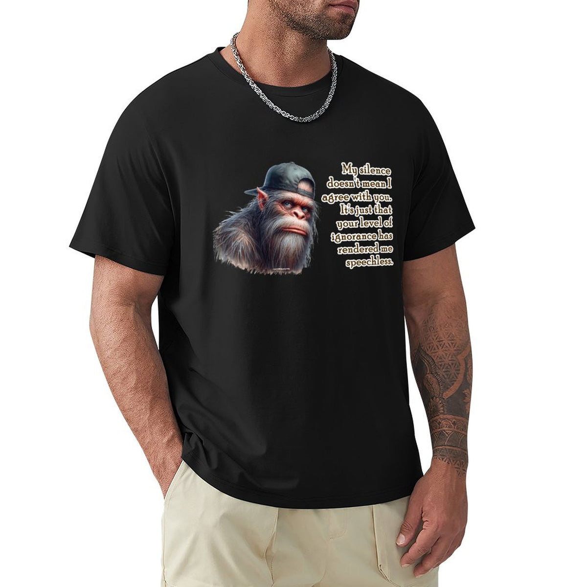 "My Silence Doesn't Mean..." Bigfoot, Sasquatch Short Sleeve T-shirt