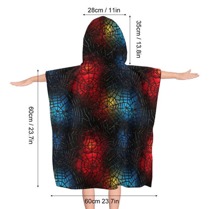 Colored Spider Webs, Hooded Terry Cloth Pullover Towel for Kids, Children