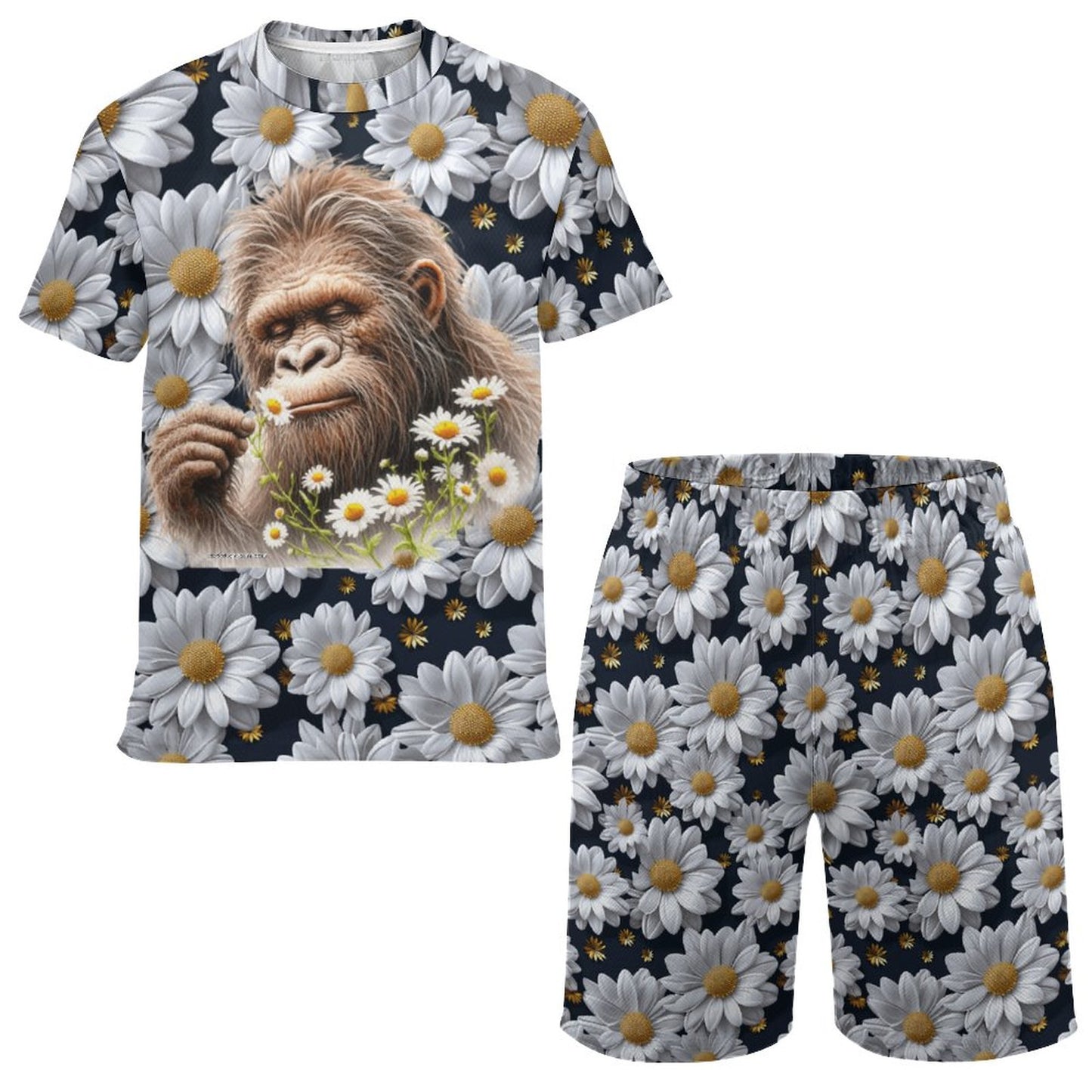 Patriot, Sasquatch, Daisies, Children's T-shirt & Shorts Set