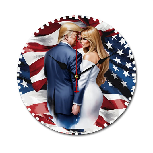Donald & Melania Trump, Wooden Wall Clock- Made in USA