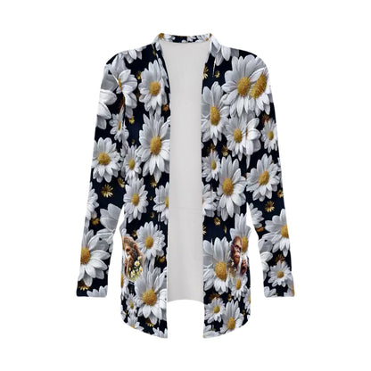 12 Beautiful Flower Designs, Women's Long-Sleeved Cardigan