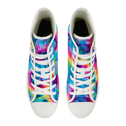 Fairies on Tie Dye, Women's High Top Canvas Shoes