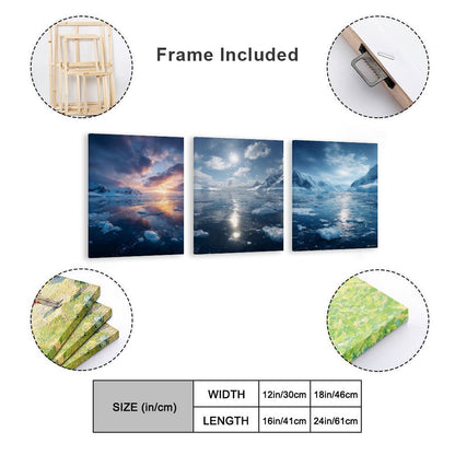 Arctic Beauty Canvas Wall Art - 12”x 16” or 18”x24” (x 3) - Made In USA