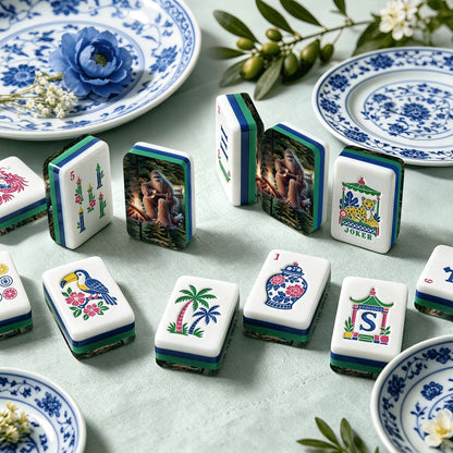 Sasquatch Guitar Fire Chinoiserie Chic American Mahjong Tiles