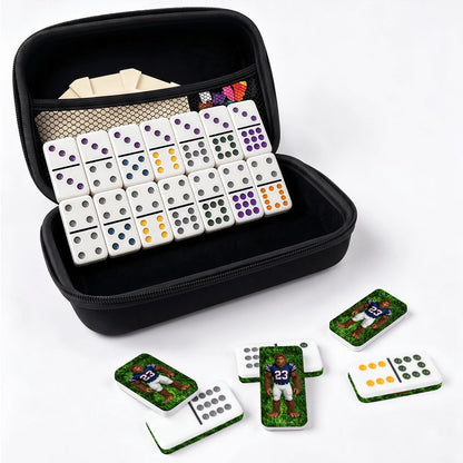 Sasquatch Football Player Double 12 Mexican Train Dominoes Set