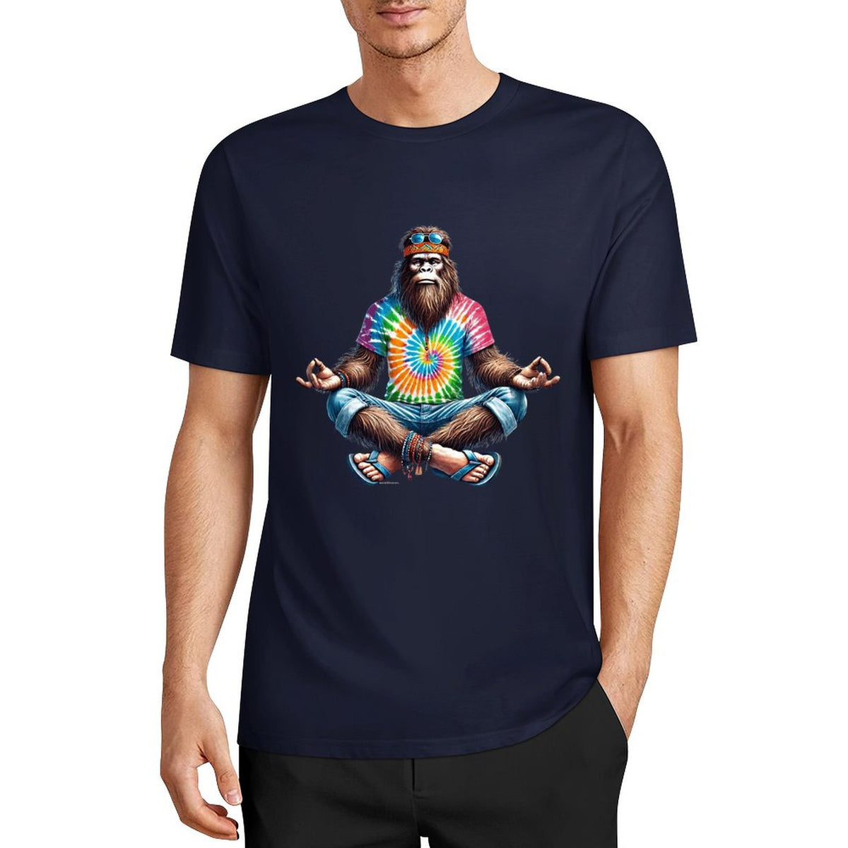 Bigfoot - Sasquatch Hippie Yoga Short Sleeve Cotton T-Shirt