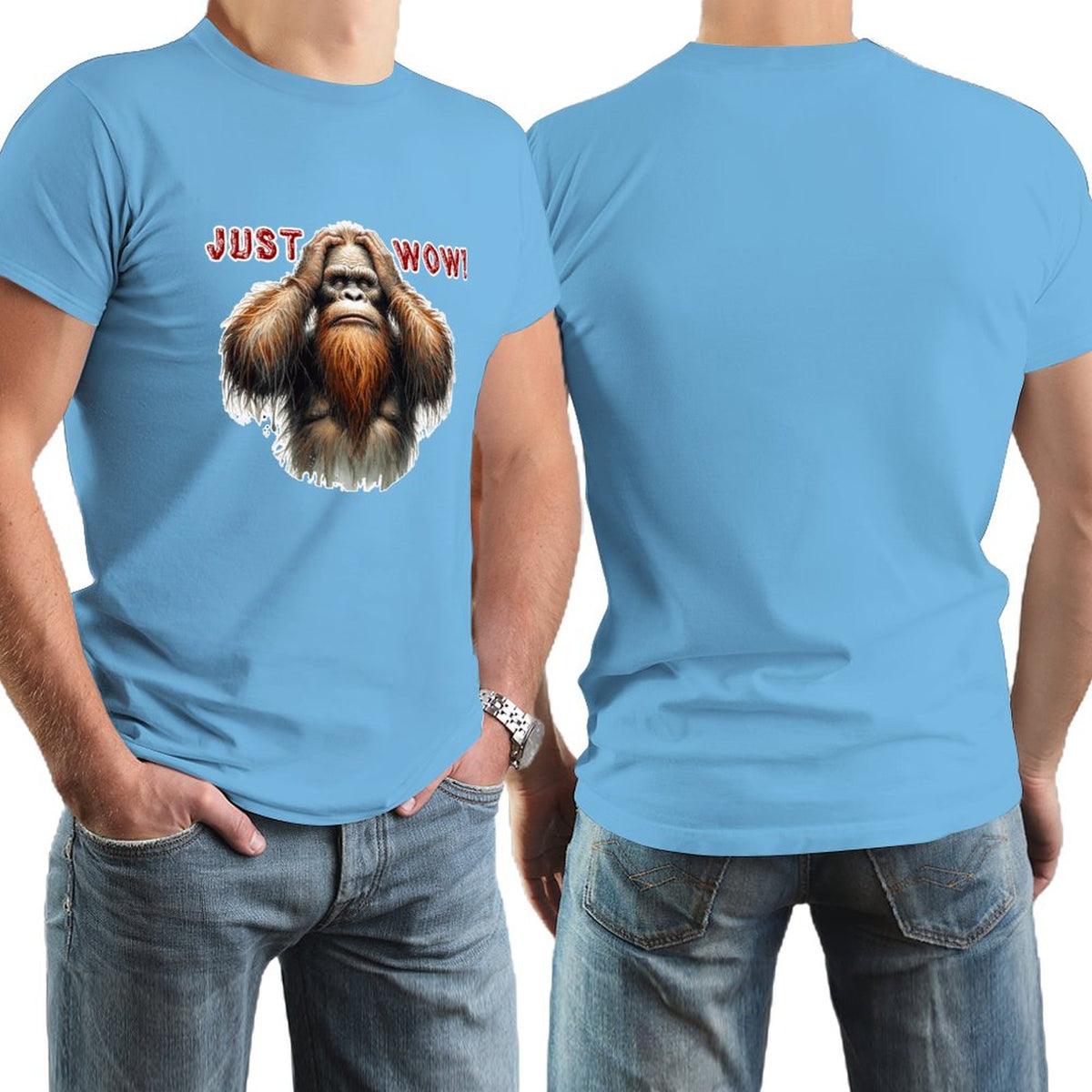 Sasquatch / Bigfoot "just Wow", Cotton Short Sleeve T-shirt