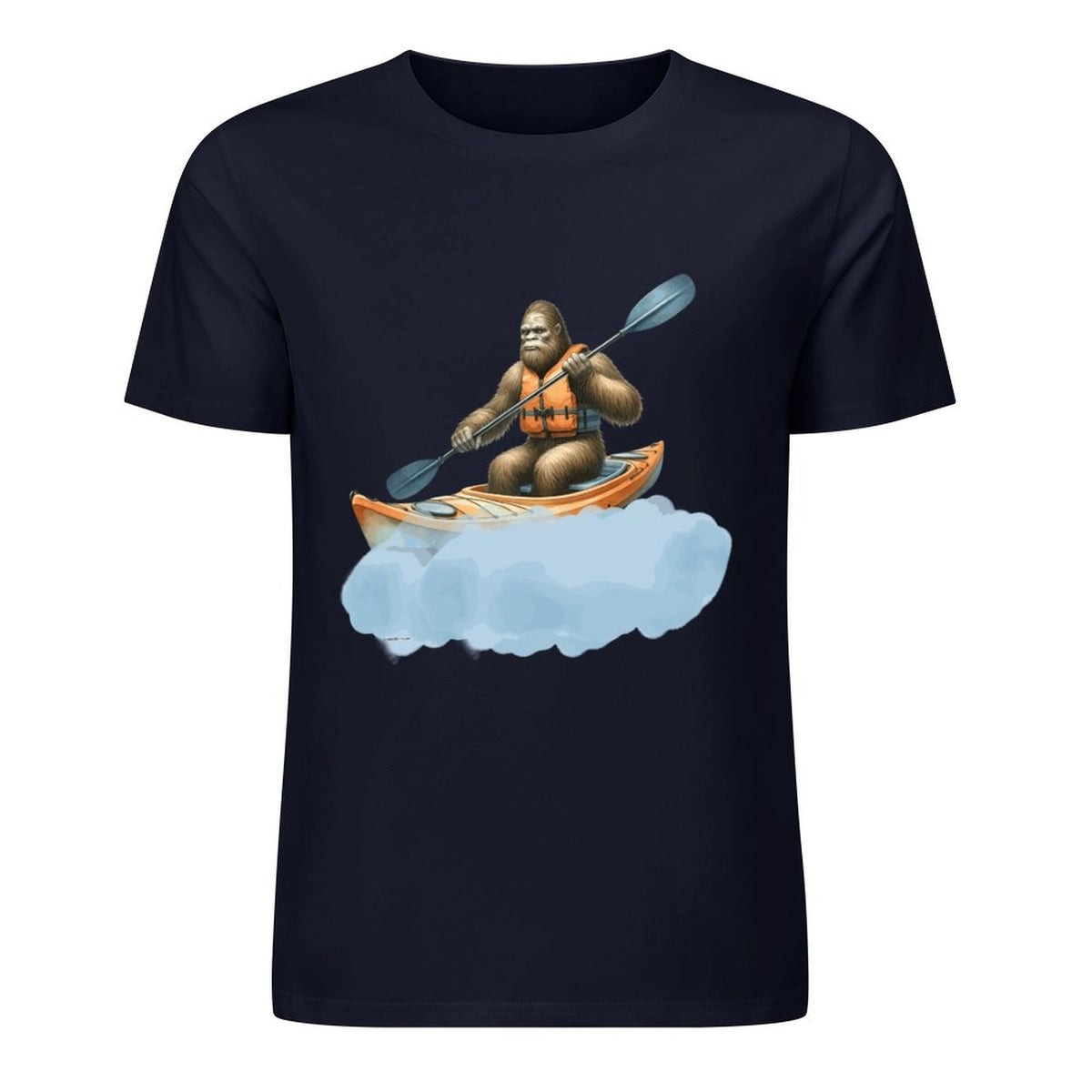 Bigfoot - Sasquatch Kayaking Short Sleeve Cotton T-Shirt
