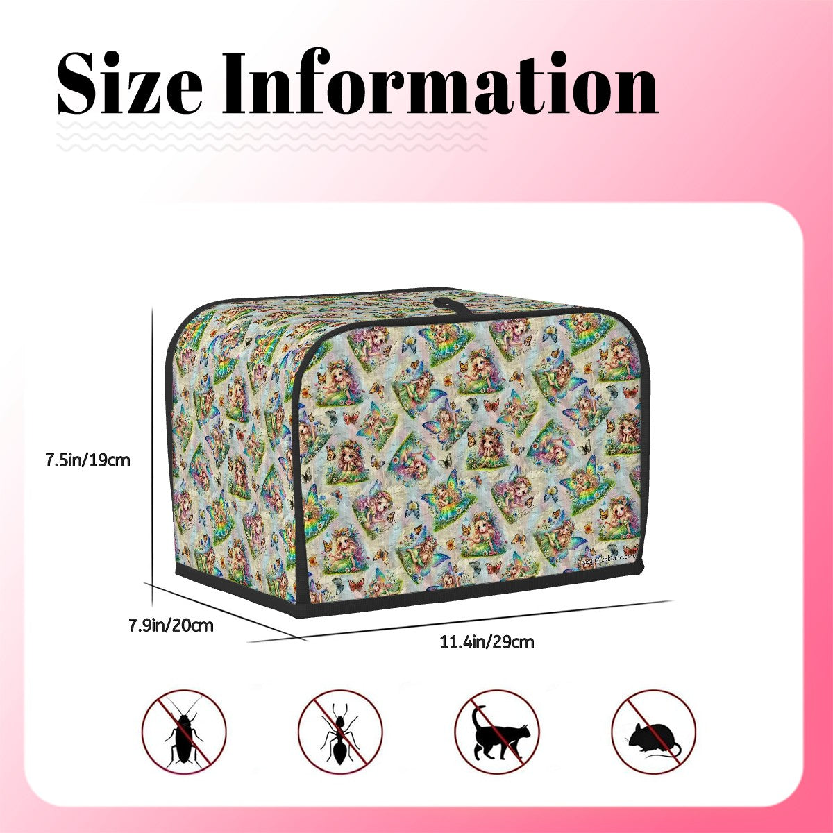 6 Fairy Designs, 2 Slice Toaster Cover