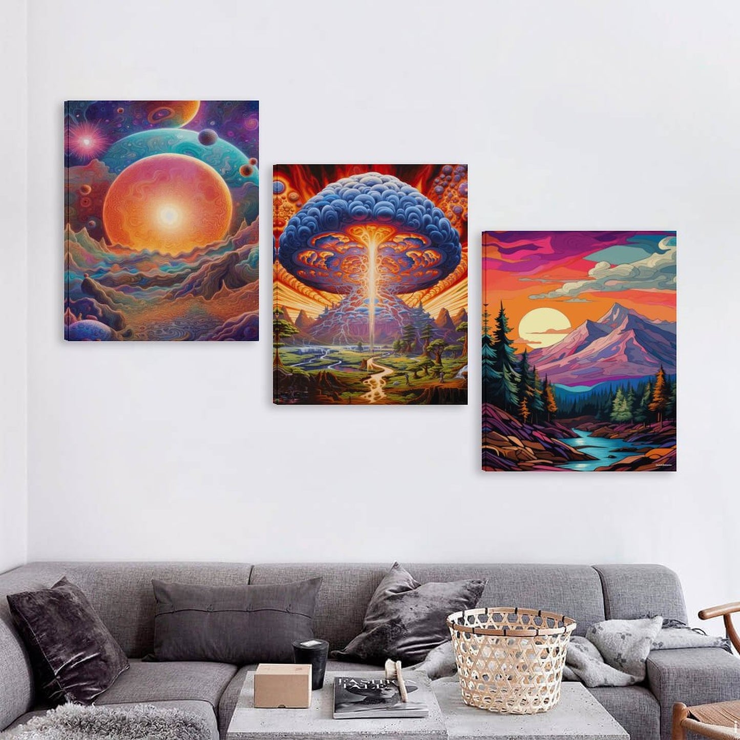 Alien Landscapes Canvas Wall Art -16”x 20” (x3) - Made In USA