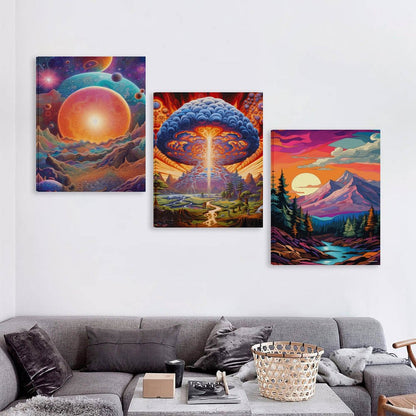 Alien Landscapes Canvas Wall Art -16”x 20” (x3) - Made In USA