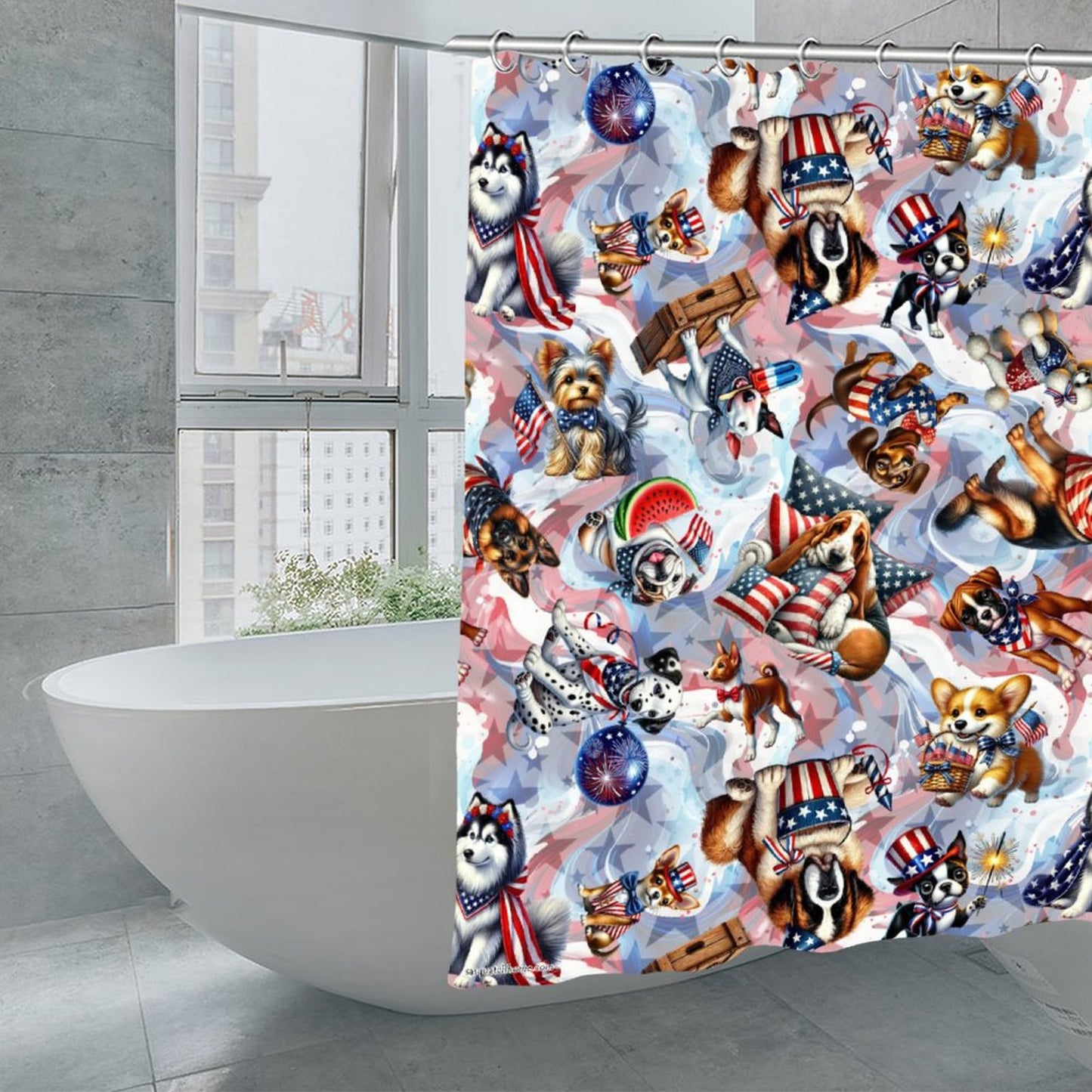 8 Patriot Designs, Animals, Waterproof Polyester Shower Curtain – Made in the USA – 70.8x70.8”