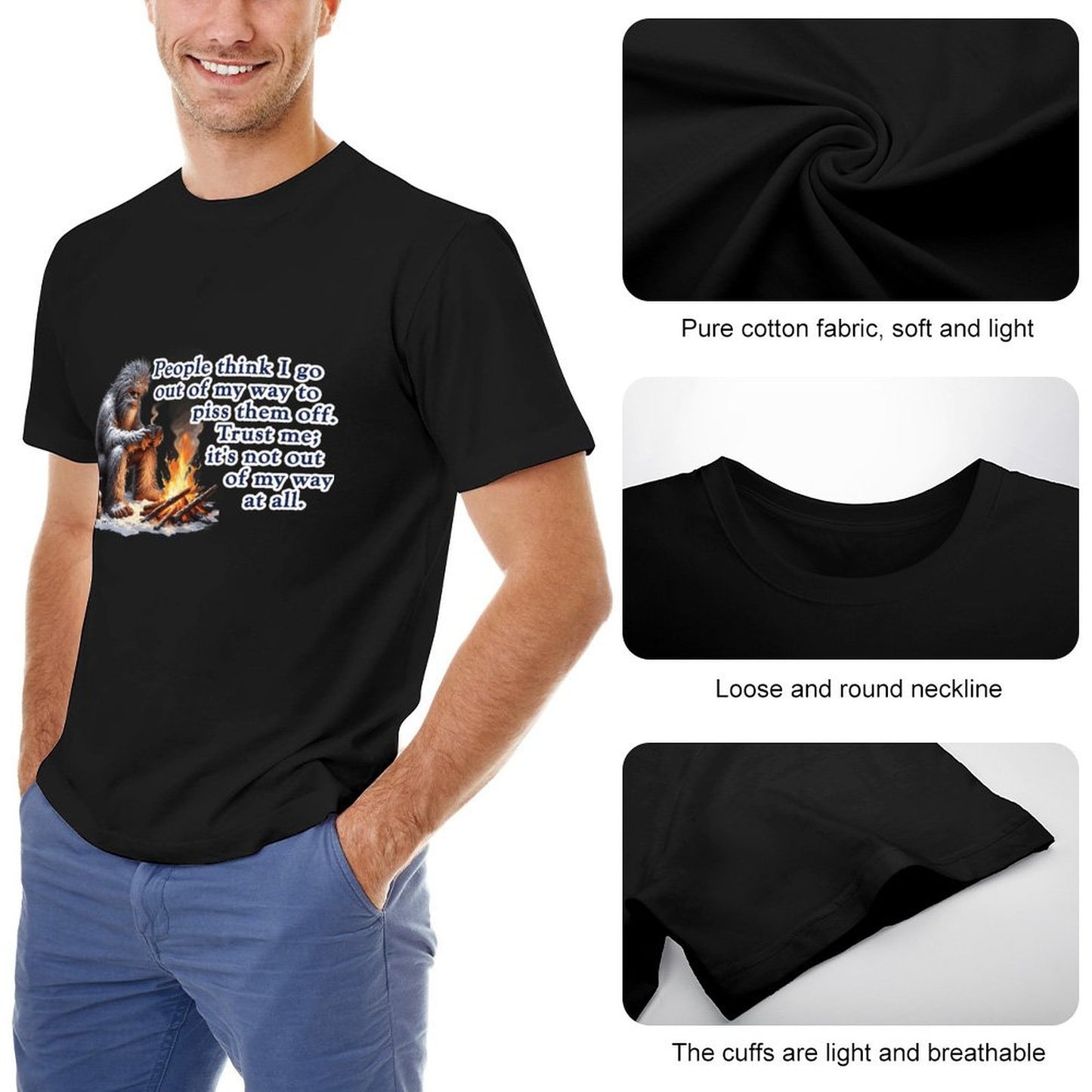 "People Say I go out of my way", Bigfooot, Sasquatch - Short Sleeve Tshirt Men
