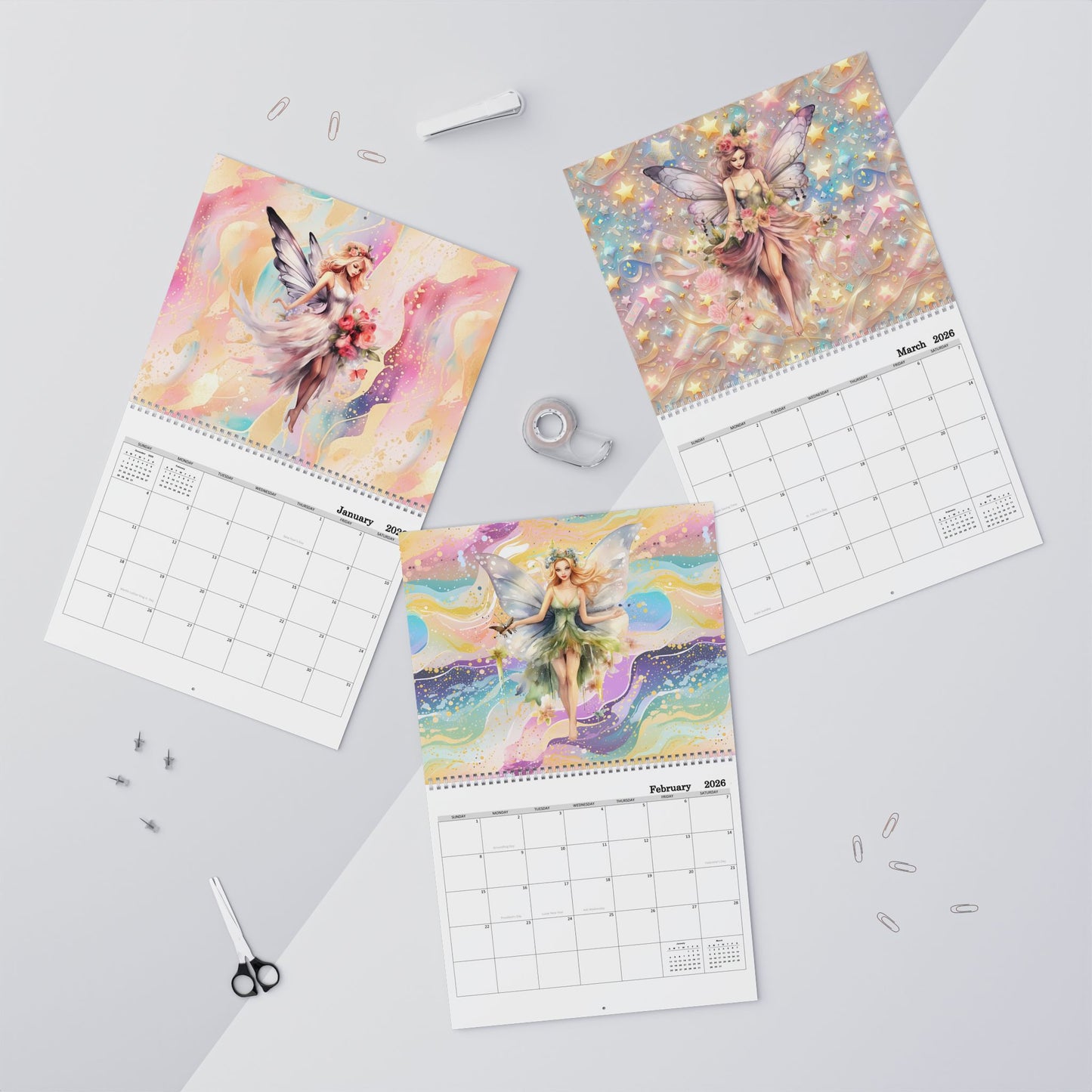 Fairy, Fantasy,  2026 14x11 inch Wall Calendar  Personalize It! Home Decor, Gift for Holidays, Office Organization