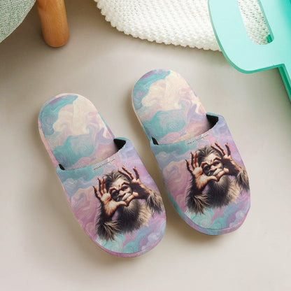 Bigfoot Sasquatch Heart Hands, Flannel Children's Cotton Slippers