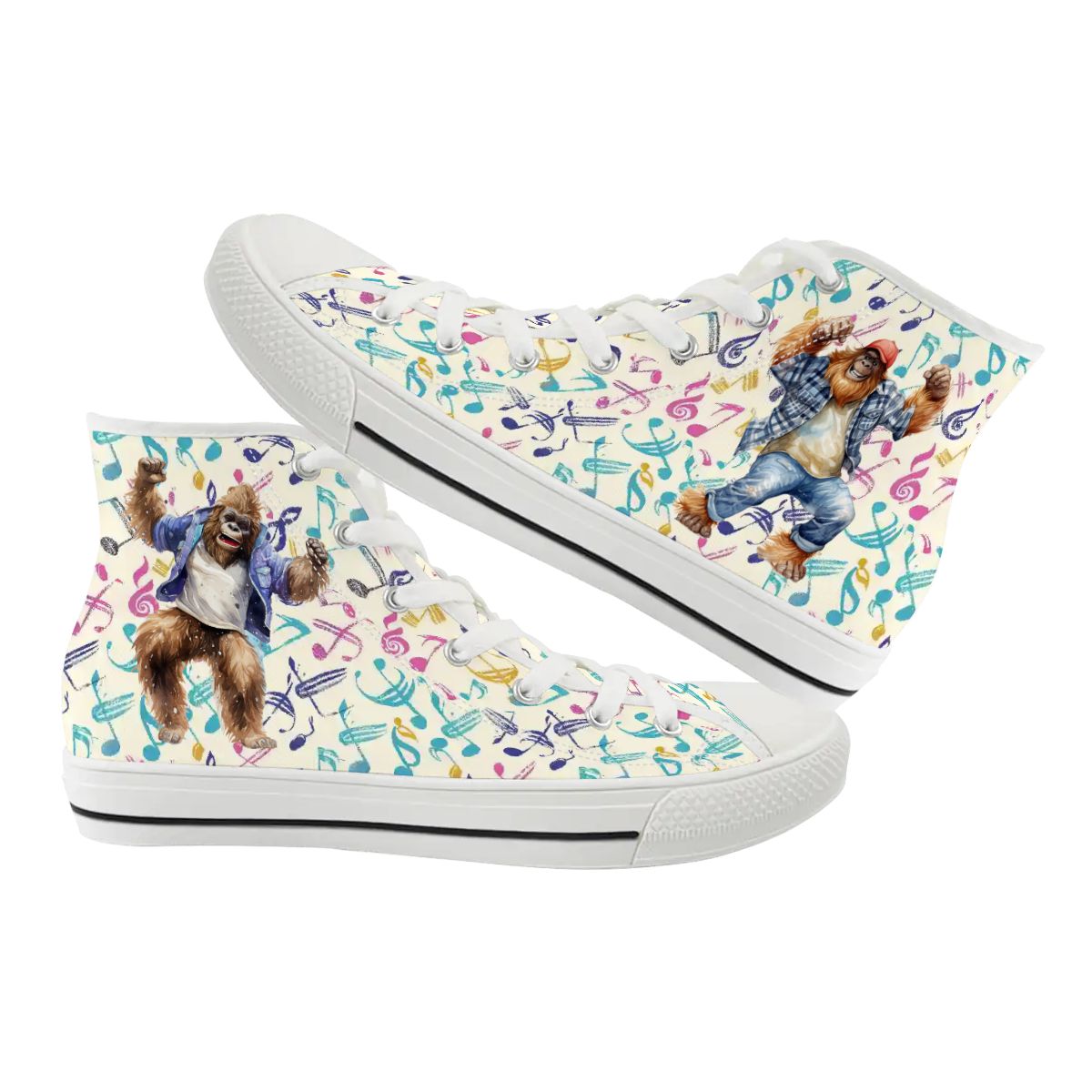 Dancing Bigfoot Sasquatch, Women's High Top Canvas Shoes