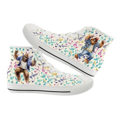 Dancing Bigfoot Sasquatch, Women's High Top Canvas Shoes
