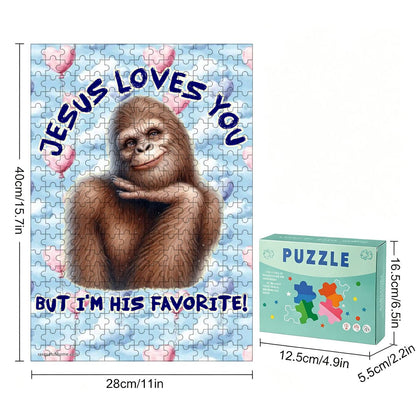 Sasquatch "Jesus loves you..." 300pcs Wooden Vertical Jigsaw Puzzle