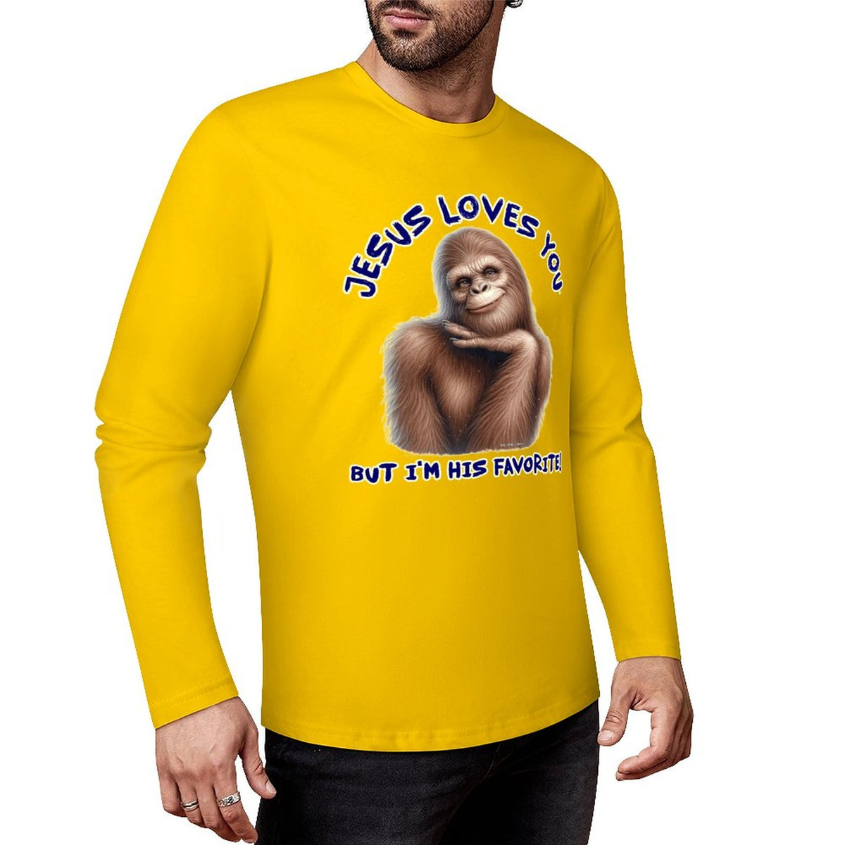 Bigfoot - Sasquatch "Jesus loves you..", Cotton Unisex Long Sleeve T-shirt