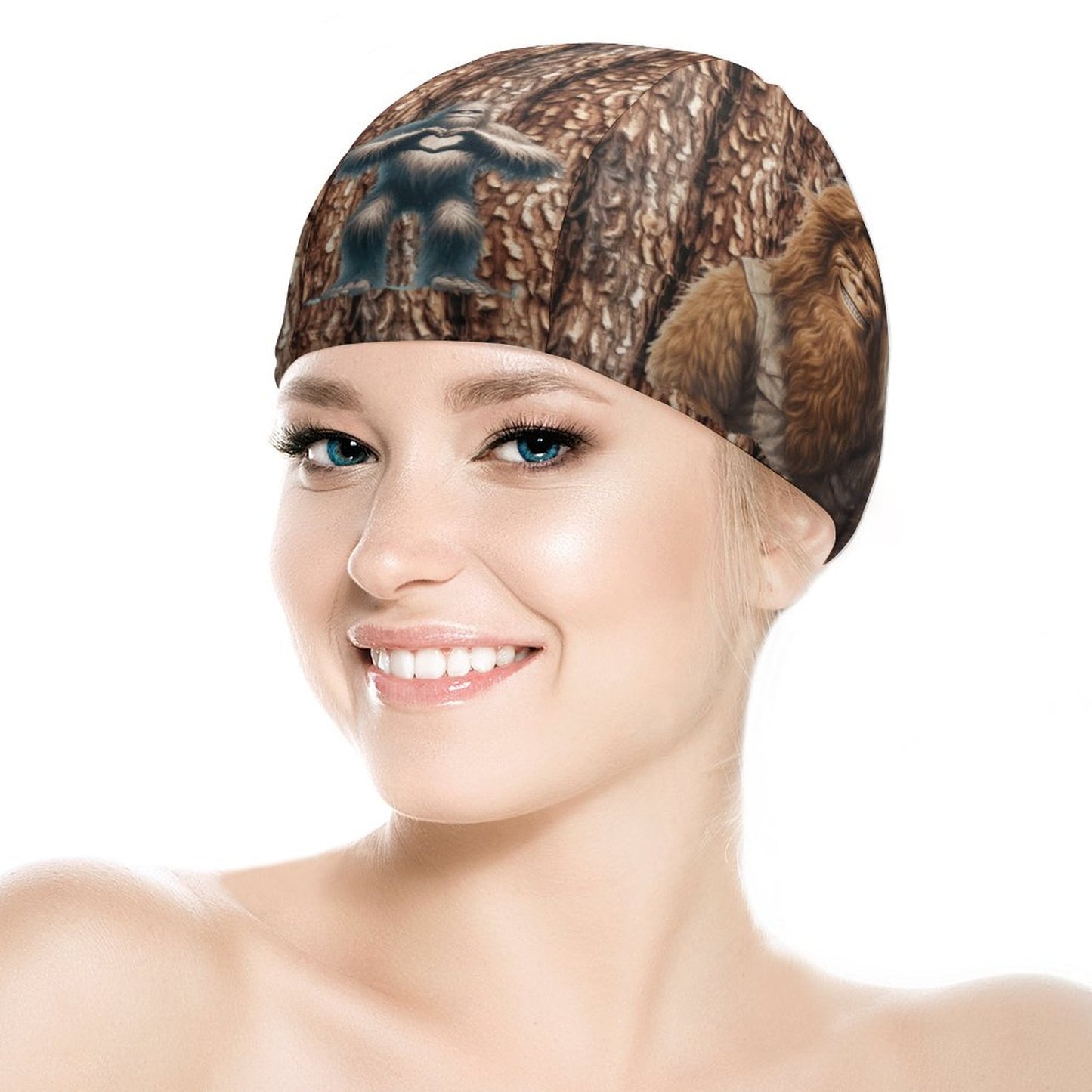 Happy, Bigfoot / Sasquatch, Adult Swimming Cap