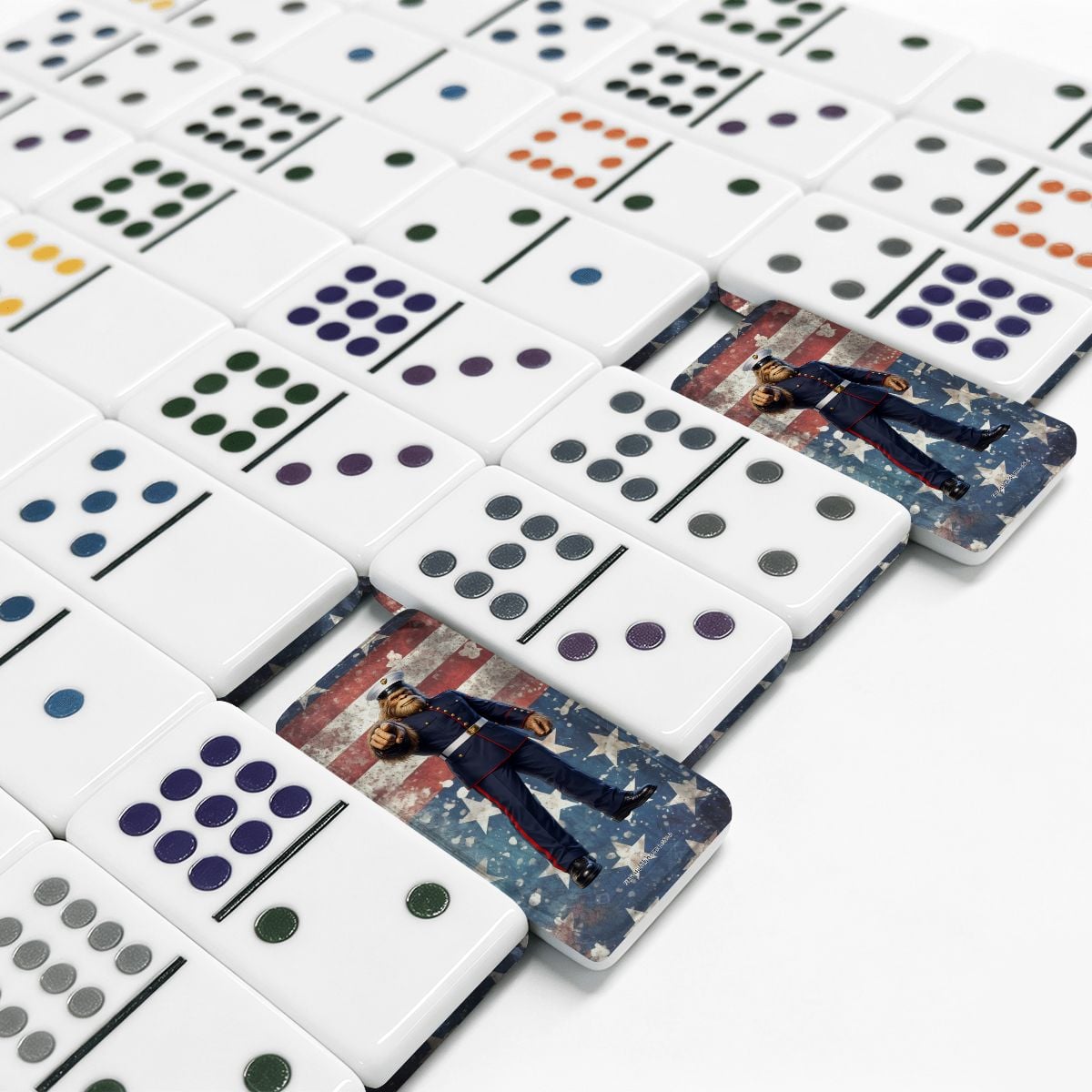 Navy Sasquatch Point Double 12 Mexican Train Dominoes Set