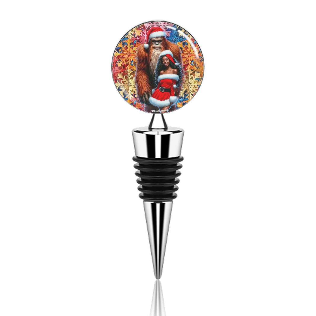 Christmas Sasquatch with Gal 1, Wine Bottle Stopper