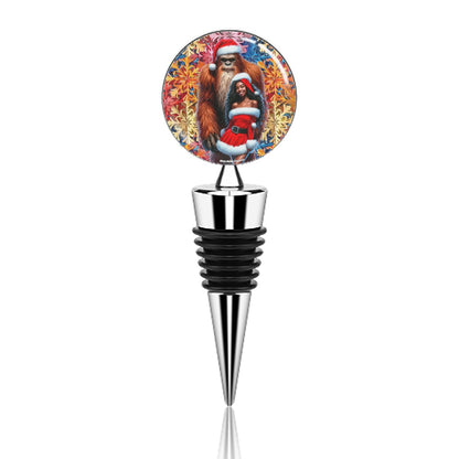 Christmas Sasquatch with Gal 1, Wine Bottle Stopper